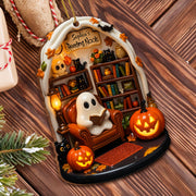 Create Your Own Personalized Reading Nook With Ghost and Pumpkin - Personalized Custom Wood Ornament, Custom Shaped - BLV002_WDO