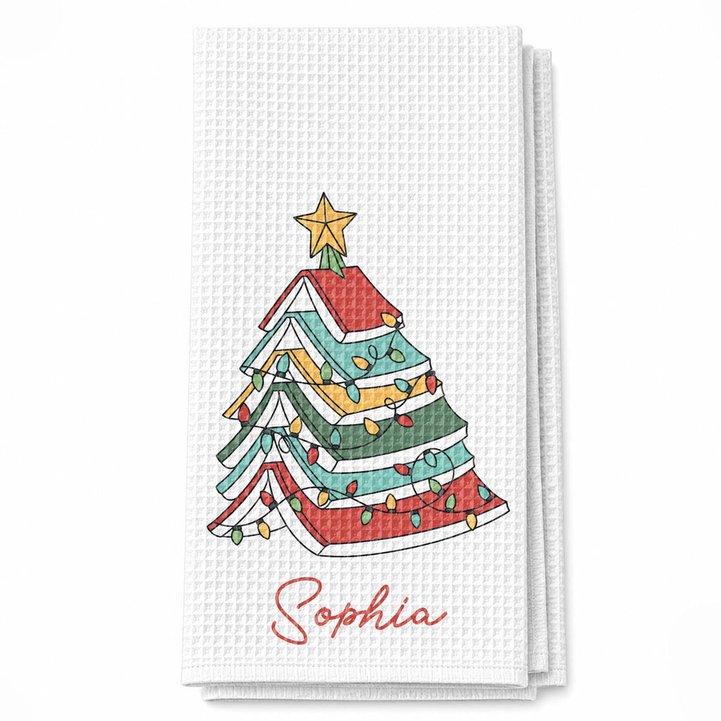 A Wonderful Holiday Season For The Book Lover Christmas Tree Lights - Personalized Kitchen Towel - BLV118_TOWL