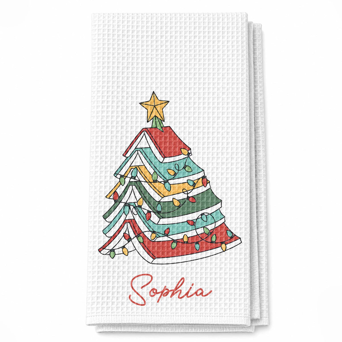 A Wonderful Holiday Season For The Book Lover Christmas Tree Lights - Personalized Kitchen Towel - BLV118_TOWL