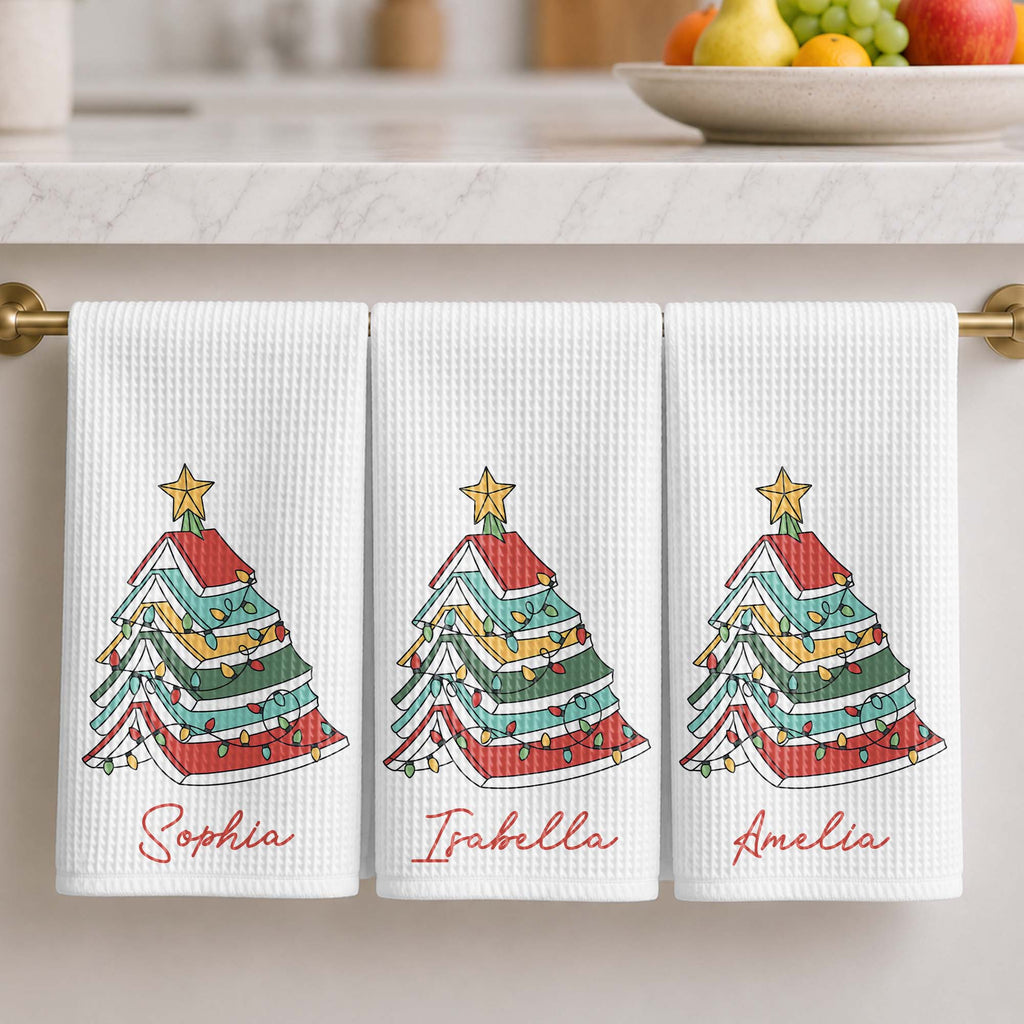 A Wonderful Holiday Season For The Book Lover Christmas Tree Lights - Personalized Kitchen Towel - BLV118_TOWL
