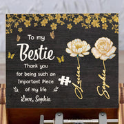 To My Bestie Thank You, Flowers And Puzzle Piece - Custom Music Box With "You Are My Sunshine" Tune - BST260_MZB