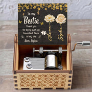 To My Bestie Thank You, Flowers And Puzzle Piece - Custom Music Box With "You Are My Sunshine" Tune - BST260_MZB