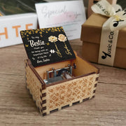 To My Bestie Thank You, Flowers And Puzzle Piece - Custom Music Box With "You Are My Sunshine" Tune - BST260_MZB