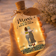 Merci D'être Ma Sœur De Cœur Best Friends Leopard Art - Personalized Short Bottle Light - BST580_SBOLI
