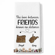 The Love Between Friends Knows No Distance Leopard States And Hearts - Personalized Kitchen Towel - BST758_TOWL