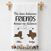 The Love Between Friends Knows No Distance Leopard States And Hearts - Personalized Kitchen Towel - BST758_TOWL