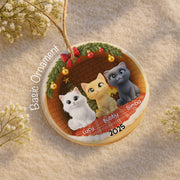 Celebrate Your Furry Friends With Festive Kittens - Personalized Custom Ceramic Ornament With Round Shape - CAT034_RCE