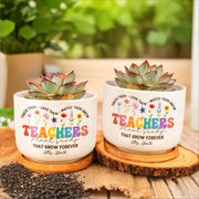 Teach Them, Love Them, Watch Them Grow, Colorful Letters and Flowers - Personalized Ceramic Plant Pot - COL033_CEP