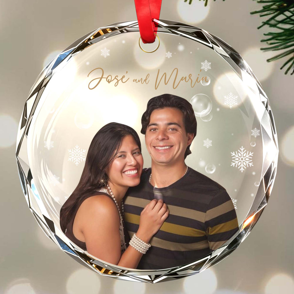 Celebrate Love And Family Glass Ornament - Personalized Custom Circle Glass Ornament - CPL031_CGOR