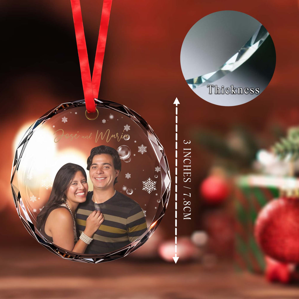 Celebrate Love And Family Glass Ornament - Personalized Custom Circle Glass Ornament - CPL031_CGOR