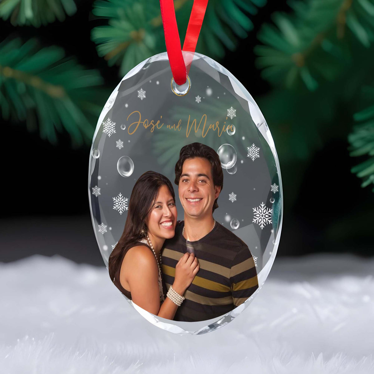 Celebrate Love And Family Glass Ornament - Personalized Custom Circle Glass Ornament - CPL031_CGOR