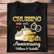 Cruising Into Our Anniversary, Cruise Ship and Rings - Personalized Custom Unisex T-shirt, Hoodie - CPL1283_BBAS