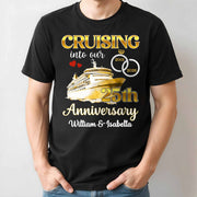 Cruising Into Our Anniversary, Cruise Ship and Rings - Personalized Custom Unisex T-shirt, Hoodie - CPL1283_BBAS