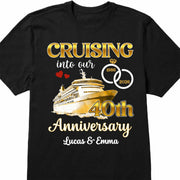 Cruising Into Our Anniversary, Cruise Ship and Rings - Personalized Custom Unisex T-shirt, Hoodie - CPL1283_BBAS