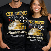 Cruising Into Our Anniversary, Cruise Ship and Rings - Personalized Custom Unisex T-shirt, Hoodie - CPL1283_BBAS