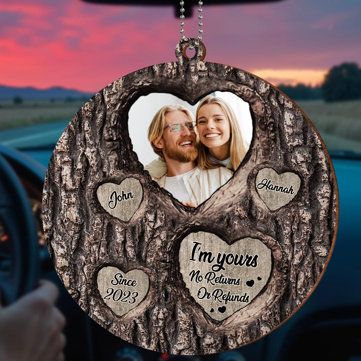 I'm Yours No Returns Or Refunds Tree Heart Design - Personalized Custom Wood Ornament, Car Hanging Ornament - CPL132_WCA