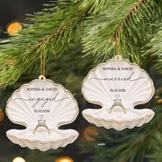 Married Seashell And Engagement Ring Heart Design - Personalized Custom Acrylic Ornament, Christmas Gift - CPL1788_ACO