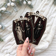 Til Death Do Us Part Skeleton Couple Coffin Ornament - Personalized Custom Wood Ornament, Custom Shaped - CPL1827_WDO