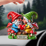 Growing Old Together, True Love Gnome Ornament - Personalized Custom Wood Ornament, Car Hanging Ornament - CPL187_WCA