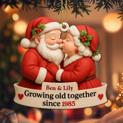 Growing Old Together With Santa and Mrs. Claus - Personalized Custom Wood Ornament, Custom Shaped - CPL515_WDO