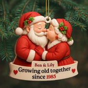 Growing Old Together With Santa and Mrs. Claus - Personalized Custom Wood Ornament, Custom Shaped - CPL515_WDO
