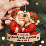 Growing Old Together With Santa and Mrs. Claus - Personalized Custom Wood Ornament, Custom Shaped - CPL515_WDO