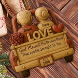 God Blessed The Broken Road, Car And Hearts Design - Personalized Custom Wood Ornament, Custom Shaped - CPL672_WDO