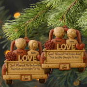 God Blessed The Broken Road, Car And Hearts Design - Personalized Custom Wood Ornament, Custom Shaped - CPL672_WDO