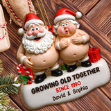 Growing Old Together Santa And Mrs. Claus Ornament - Personalized Custom Wood Ornament, Custom Shaped - CPL771_WDO