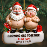 Growing Old Together Santa And Mrs. Claus Ornament - Personalized Custom Wood Ornament, Custom Shaped - CPL771_WDO