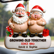 Growing Old Together Santa And Mrs. Claus Ornament - Personalized Custom Wood Ornament, Custom Shaped - CPL771_WDO
