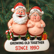 Growing Old Together, Santa And Mrs. Claus Ornament - Personalized Custom Wood Ornament, Custom Shaped - CPL798_WDO