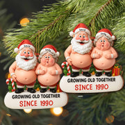 Growing Old Together, Santa And Mrs. Claus Ornament - Personalized Custom Wood Ornament, Custom Shaped - CPL798_WDO