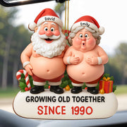 Growing Old Together, Santa And Mrs. Claus Ornament - Personalized Custom Wood Ornament, Custom Shaped - CPL798_WDO