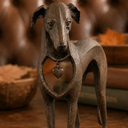 Heritage Heart Sighthound Sculpture – Vintage Iron Dog Accent for Timeless Interiors