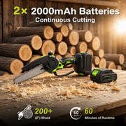 🌿 6-Inch Cordless Mini Chainsaw – Brushless 900W Pruning Saw with 2 Batteries