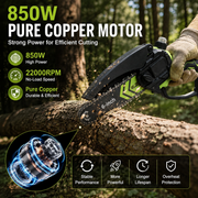 🌿 6-Inch Cordless Mini Chainsaw – Brushless 900W Pruning Saw with 2 Batteries