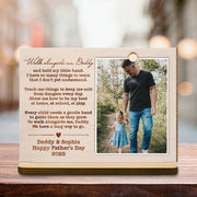 Walk alongside me, Daddy, Father Walking With Daughter - Personalized Custom 2-Layer Wood Plaque With Flat Base - DAD110_WPLA
