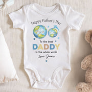 Happy Father's Day To The Best Daddy In The Whole World Earth Stars - Personalized Custom Baby Onesie - DAD313_ONES