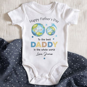 Happy Father's Day To The Best Daddy In The Whole World Earth Stars - Personalized Custom Baby Onesie - DAD313_ONES