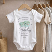 Happy 1st Father's Day To The Best Daddy In The World Earth And Stars - Personalized Custom Baby Onesie - DAD315_ONES