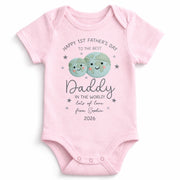 Happy 1st Father's Day To The Best Daddy In The World Earth And Stars - Personalized Custom Baby Onesie - DAD315_ONES