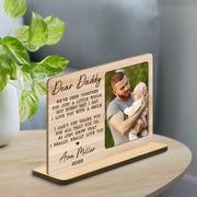 Dear Daddy We've Been Together Photo Wood Plaque With Heart - Personalized Custom 2-Layer Wood Plaque With Flat Base - DAD471_WPLA