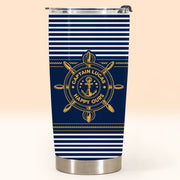 Captain Happy Ours Nautical Ship Wheel And Anchor - Personalized Custom Stainless Steel Tumbler 20oz - DAD850_USTUM