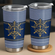 Captain Happy Ours Nautical Ship Wheel And Anchor - Personalized Custom Stainless Steel Tumbler 20oz - DAD850_USTUM