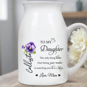 To My Daughter Watching You Be A Mom With Flowers - Personalized Ceramic Flower Vase - DAU079_CEV