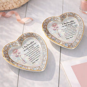 To My Daughter On Your Wedding Day Flower Heart Jewelry Dish - Personalized Custom Jewelry Dish, Ceramic Dish, Heart Shape - DAU354_HCRF