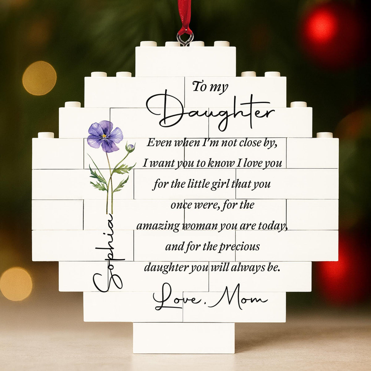 To My Daughter Birth Month Flower Circle Puzzle Ornament - Personalized Custom Circle Puzzle Ornament - DAU403_CBO