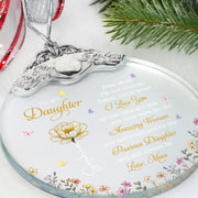 To My Daughter Amazing Woman Precious Daughter Birth Month Flower - Personalized Glass Ornament With Silver Cap - DAU612_GOSICA