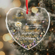 To My Daughter Even When I Am Not Close Birth Month Flower - Personalized Heart Glass Ornament - DAU612_HEGOR